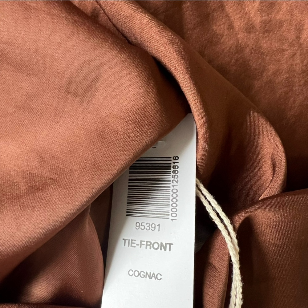 Wilfred Tie-Front Satin Blouse – Rust Brown – Size 2XS NWT - Picture 10 of 15
